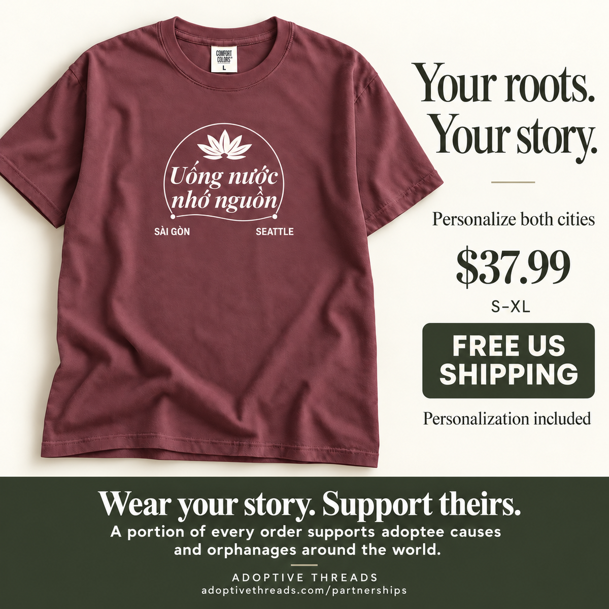Remember Where You Came From — Personalized Vietnamese Two-City Shirt