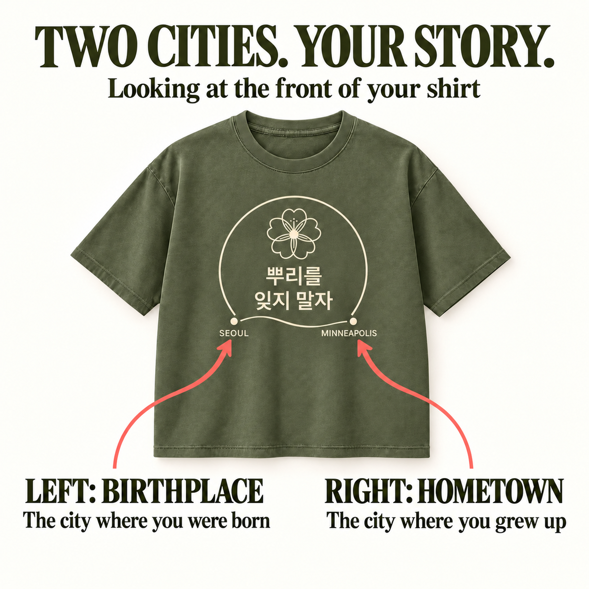Remember Where You Came From — Personalized Korean Two-City Shirt