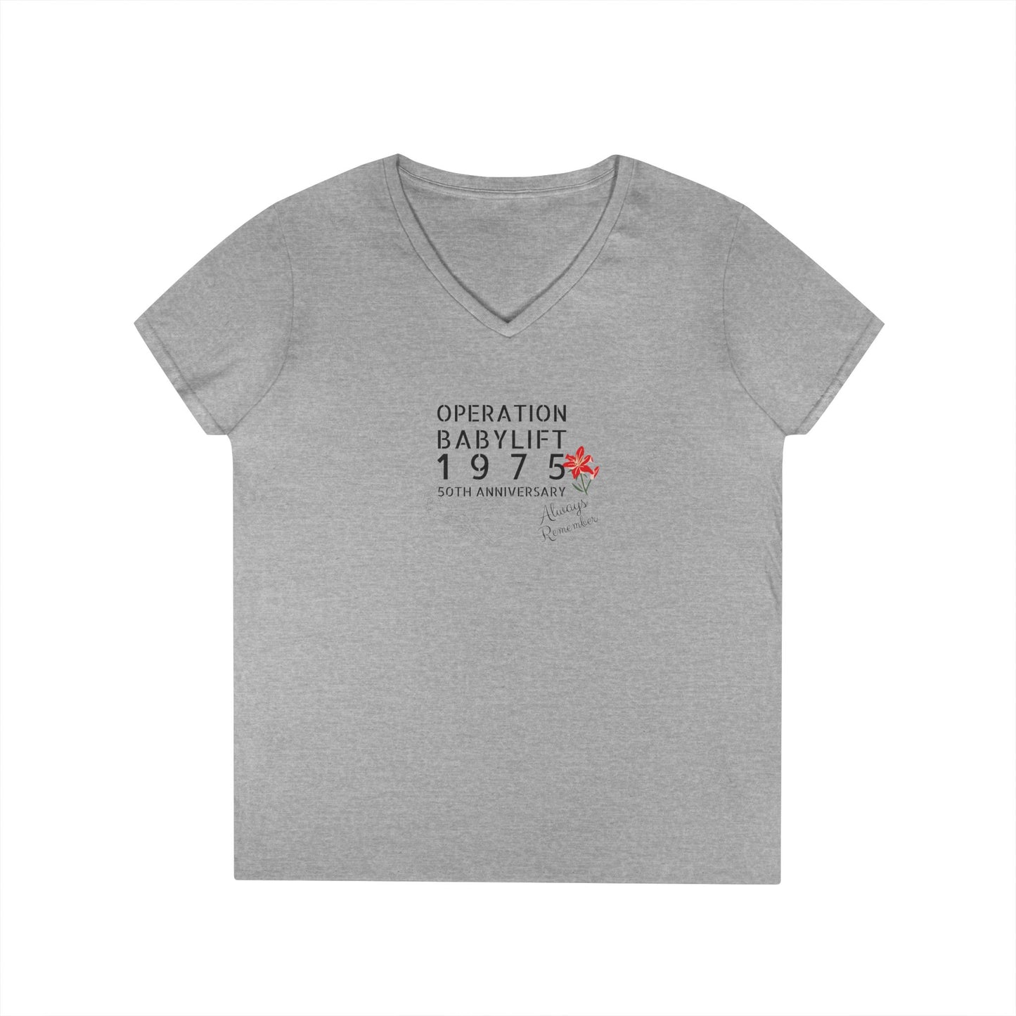 Ladies' V-Neck T-Shirt - Operation Babylift 50th Anniversary Vietnam