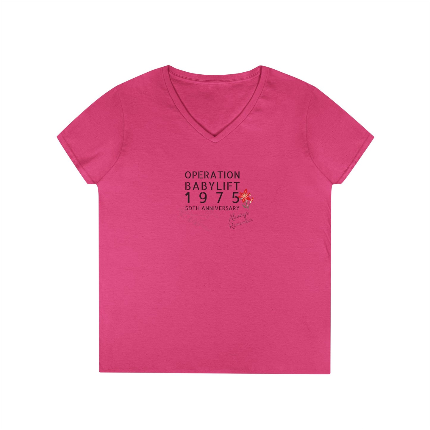 Ladies' V-Neck T-Shirt - Operation Babylift 50th Anniversary Vietnam